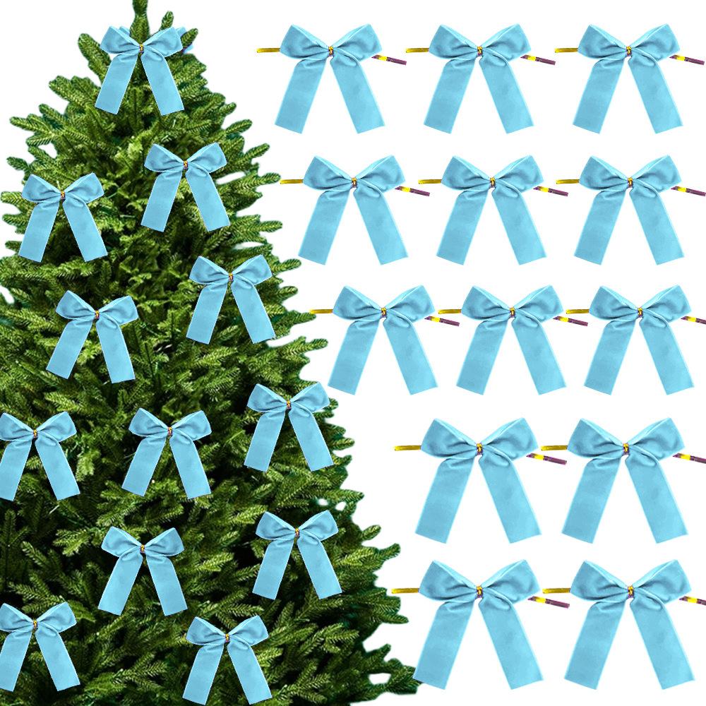 12Pcs Christmas Bow Red Gold Mini Xmas Tree Velvet Bowknot For Home Decoration Wedding Decor Navidad New Year Party DIY