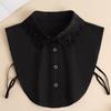 Women's Handmade Beads Floral Shirt Detachable Pointed Neck Fake Collar Neckwear Ties Half Shirt Style Cotton Fake Collar