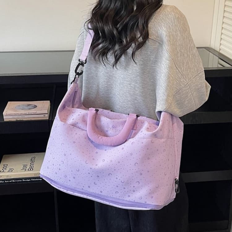 Reisetasche mit Stern- und Monddruck, große Kapazität, Damen-Fitness-Tasche