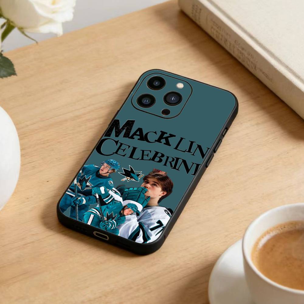 Sharks Macklin Celebrini Phone Case For iPhone 16,15,14,13,12,17,Pro Max,Plus Silicone Black Case