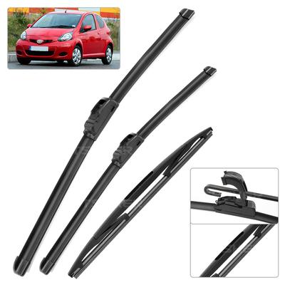 For Toyota Aygo AB10 2005-2014 2006 2007 2008 Wiper Front & Rear Wiper Blades Windshield Windscreen Window Brushes 26"+26"+12"