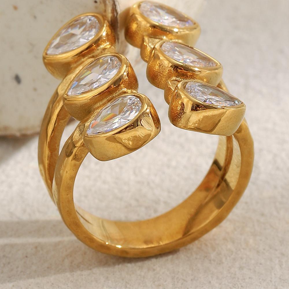 MamacitaSlay 316L Roestvrij Staal Zirconium Meerlaagse Open Ring Feest Waterdichte Sieraden Dames Charm Ring 2026 Hoge Kwaliteit Cadeau