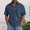 Men's Casual Short-Sleeve Shirt - Collared Button-Down Solid Color, Breathable & Versatile Stylish Top