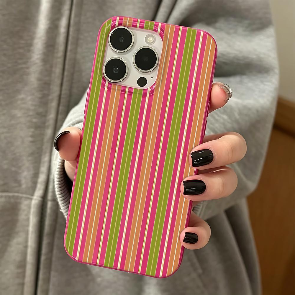 Phone Case For Iphone 17 Air 15 Plus 11 Pro Max 14 13 16 12 Black Anti Yellow Clear Scratch Resistant Green Brown Stripe Cover