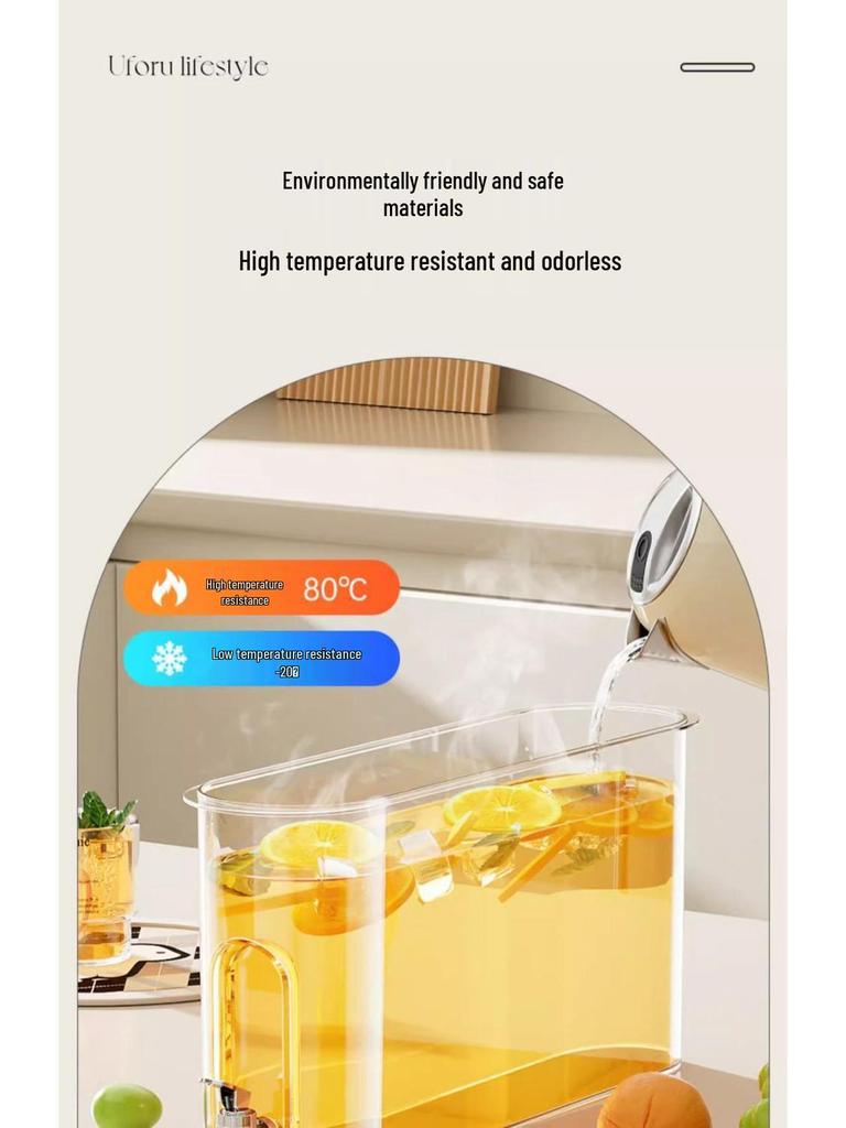 Large Capacity Cold Brew and Beverage Kettle with Tap - High Temp Resistant, Narrow Design, Ideal for Fruit Tea and Refrigeration