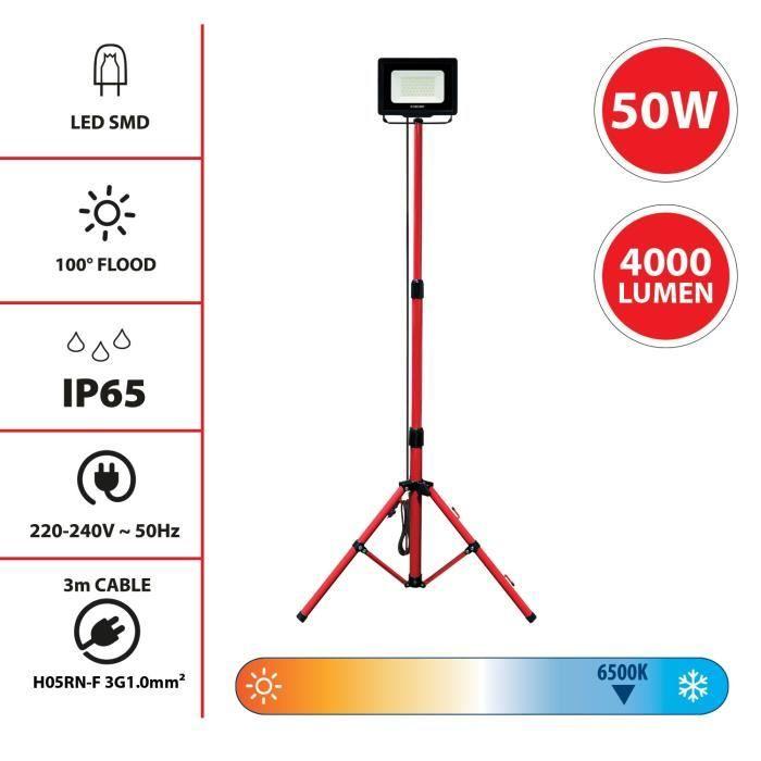 LED Projector - WAINGRO - 50W - IP65 - Extendable Tripod 173cm