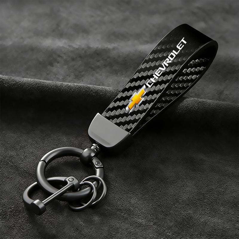 Car Keychain Carbon Fiber Leather Auto Key Ring Pendant For Chevrolet Cruze Onix Bolt Captiva Sail Aveo Spark Tahoe Tracker Z71