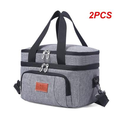 2PCS Picnic Bag Easy To Carry Portable Picnic Bag Navy Oxford Cloth Lunch Bag Storage Supplies Large Capacity Insulation Bag