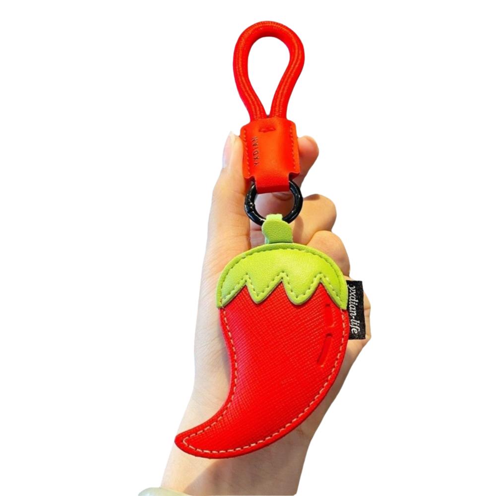 Eggplant PU Leather Bag Pendant Cartoon Car Keyring Funny Vegetable Keychain  Students