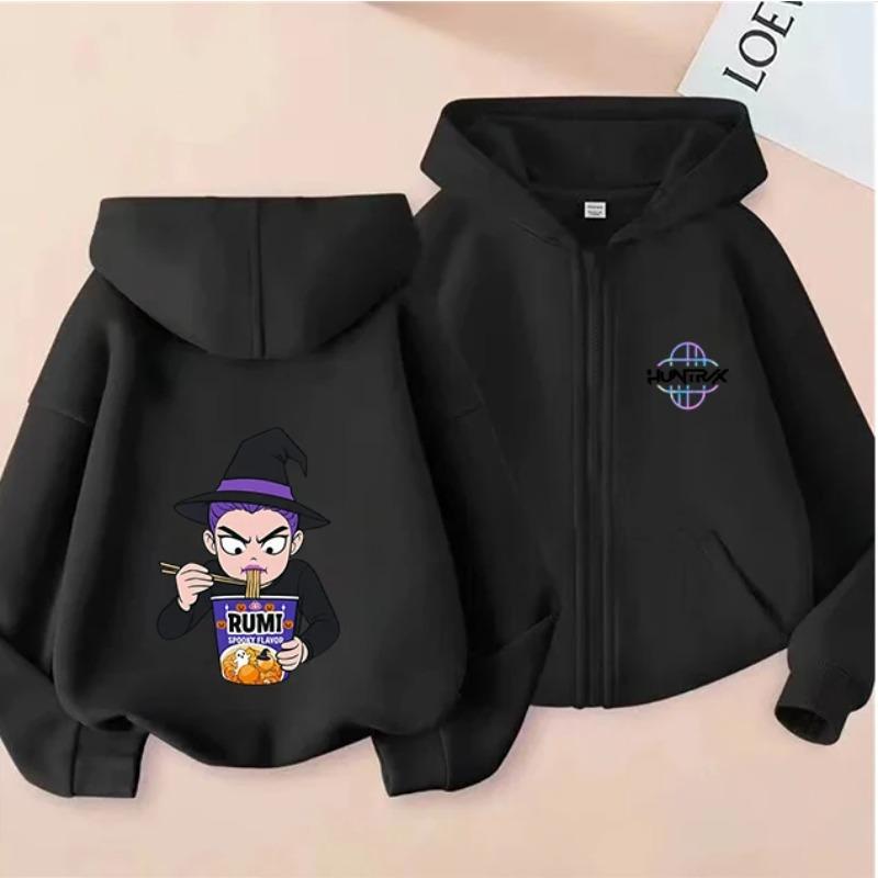 Christmas Gift Kids Zipper Hoodie Warm Fashion Interesting Creative Kpop Demon Hunters Cartoon Anime Comfortable Zipper Hoodies