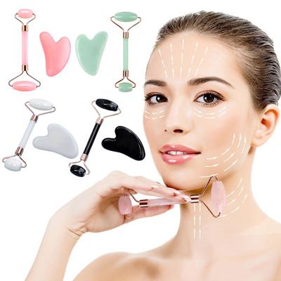 Zestaw wałeczków do masażu twarzy z żywicy do twarzy, szyi, oczu, narzędzie do skrobania, pielęgnacja skóry, instrument kosmetyczny, redukuje obrzęki, drobne linie, wałeczek do pielęgnacji zdrowia