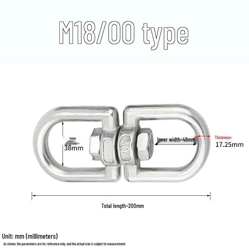 304 Stainless Steel Swivel Chain Shackle for Dog Chains and Connectors (M4, M5, M6, M8).
