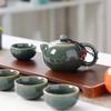 Ge kiln dense kiln kung fu tea set, one pot and four cups gift box, business souvenir for customers