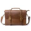 Genuine Crazy Horse Leather Men's Briefcase and Crossbody Bag