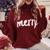 GMXIA Christmas Turtleneck Women's Autumn Winter Loose Bat-sleeve Wear Knit Top Women