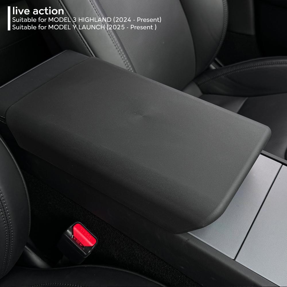 For Tesla Model 3 Highland 2024 TPE Soft Case Car Center Console Arm Rest Lid Auto Central Armrest Box Pad Cover Accessories