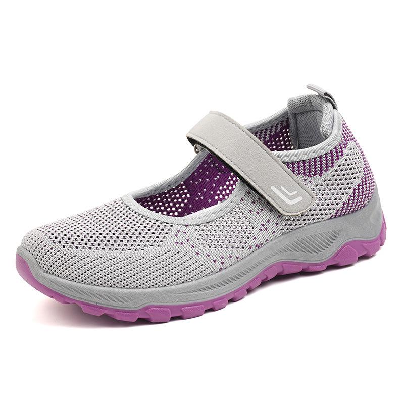 

Comfortable Velcro Soft Sole Walking Shoes for Middle-aged & Elderly Women 41 светло-серый