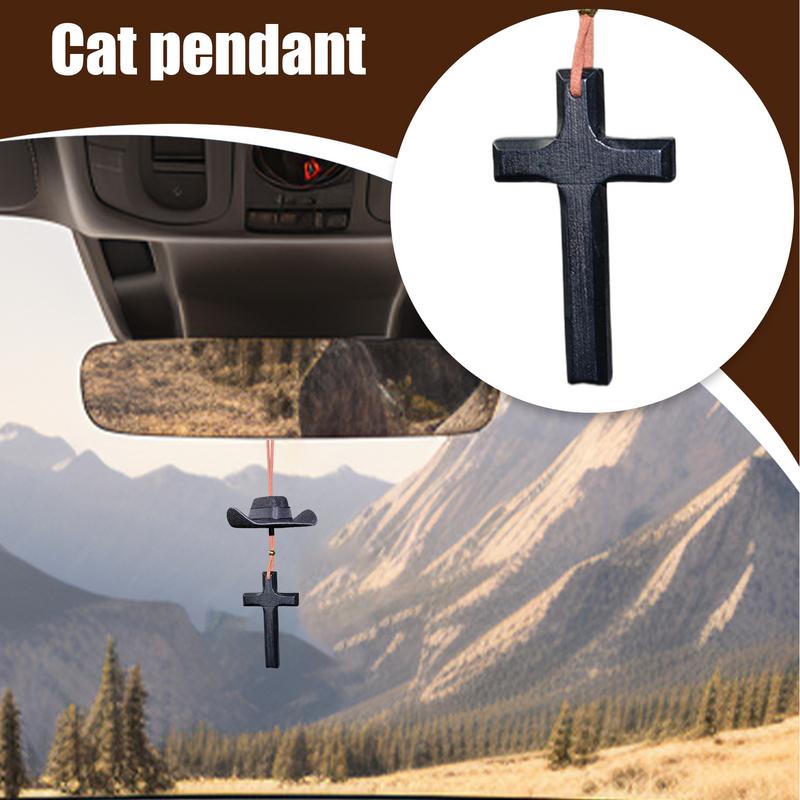 Western Car Decor Western Cowboy Hat Charm Car Decorations Rear View Mirror Accessories Cute Decor Western Oxford Cloth Ornament
