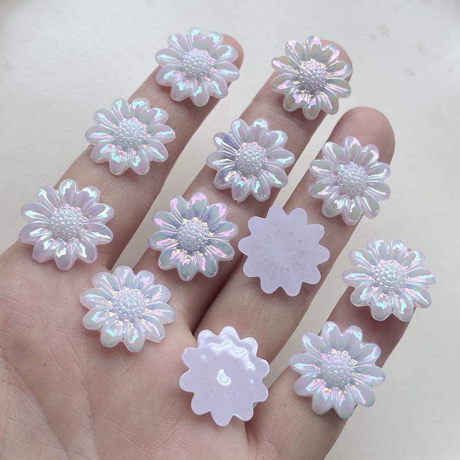 20pcs Mixed 20mm Ab Color Chrysanthemum Decoration Flat Back Diy Hair Accessories Mobile Phone Shell Decoration Flowers
