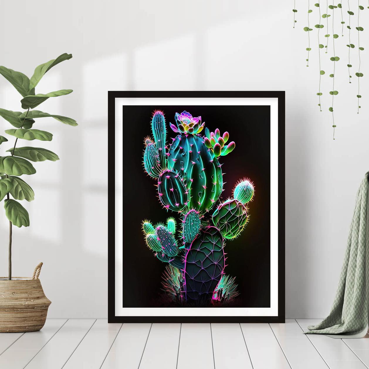 

DIY Алмазная картина Зеленый Кактус Набор для вышивки крестом Мозаика Искусство Алмазная картина Полный круг/Квадратный алмаз Украшение дома Round 30x40cm