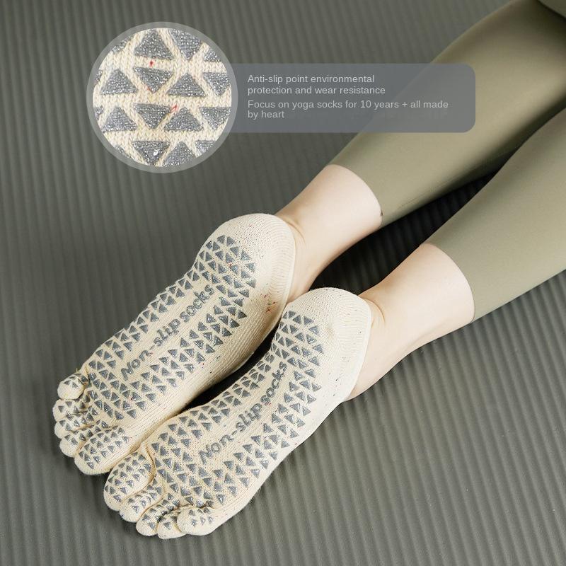 1 Pair Tie Multi Band Pilates Socks, Yoga Five Finger Socks, Professional Women's Non Slip Yoga Socks