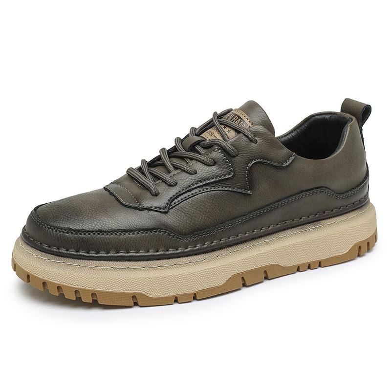 FashionGenuine Leather Elastic Male Oxford Shoes Comfortable Outdoor Sneakers Handmade Leather Men Casual Shoes Non-Slip Walking Shoes