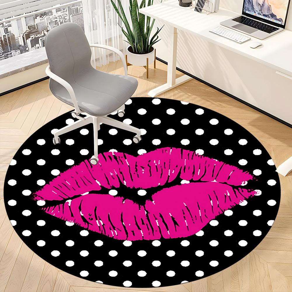 1pc Lips Polka Dot Chair Carpet for Office Machine Washable Rug for Office, Good Gift for Family or Friends yy251225177