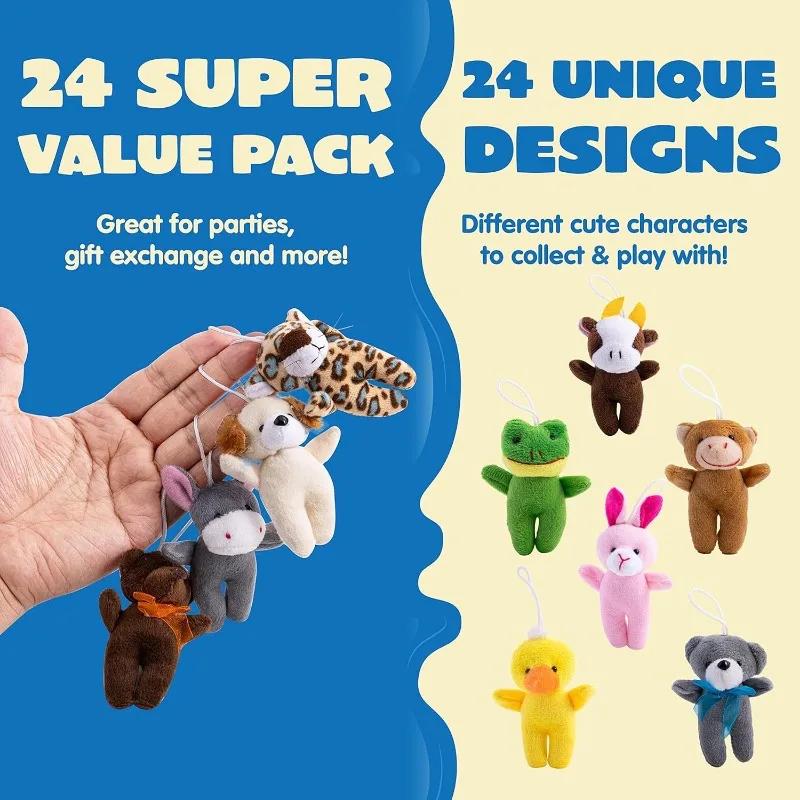 JOYFY 24 Pcs Mini Animal Plush 3 Stuffed Animal Bulk for Birthday Party Favors Presents Pinata Fillers Party Supplies
