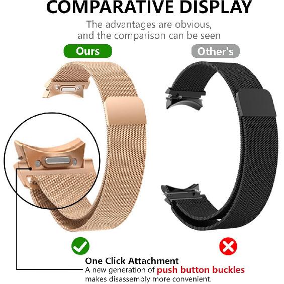 Magnetic Metal Band for Samsung Galaxy Watch 7 6 5 4 FE 40mm 44mm/Galaxy 6 Classic 43mm 47mm/4 Classic 42mm 46mm/5 Pro 45mm,One Click Attachment,No