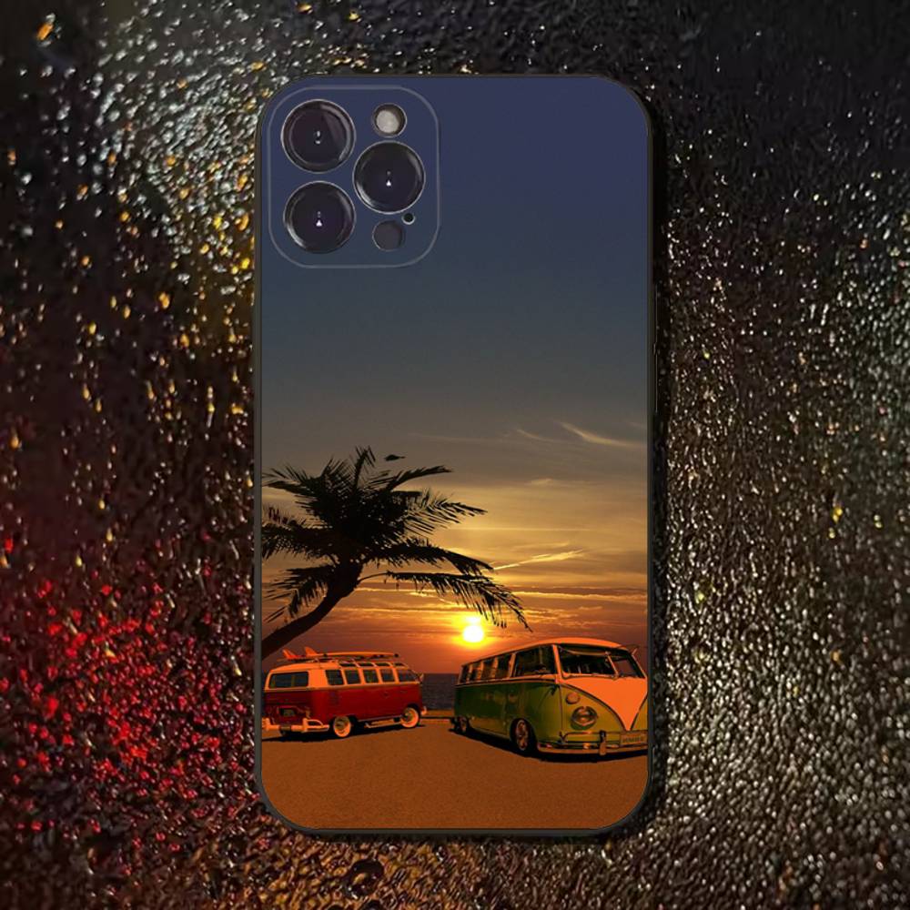Combi Van Surfs Phone Case For iPhone 17,16,15,14,13,12,11 Plus,Pro Max,XS,X,XR,SE,Mini,8,7,Soft Silicone Black Cover iPhone12PRO