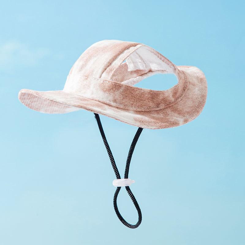 Adjustable Sun Protection Hat Small Dogs Cats Blue Gradient Dyed CottonHat S/M/L Sizes