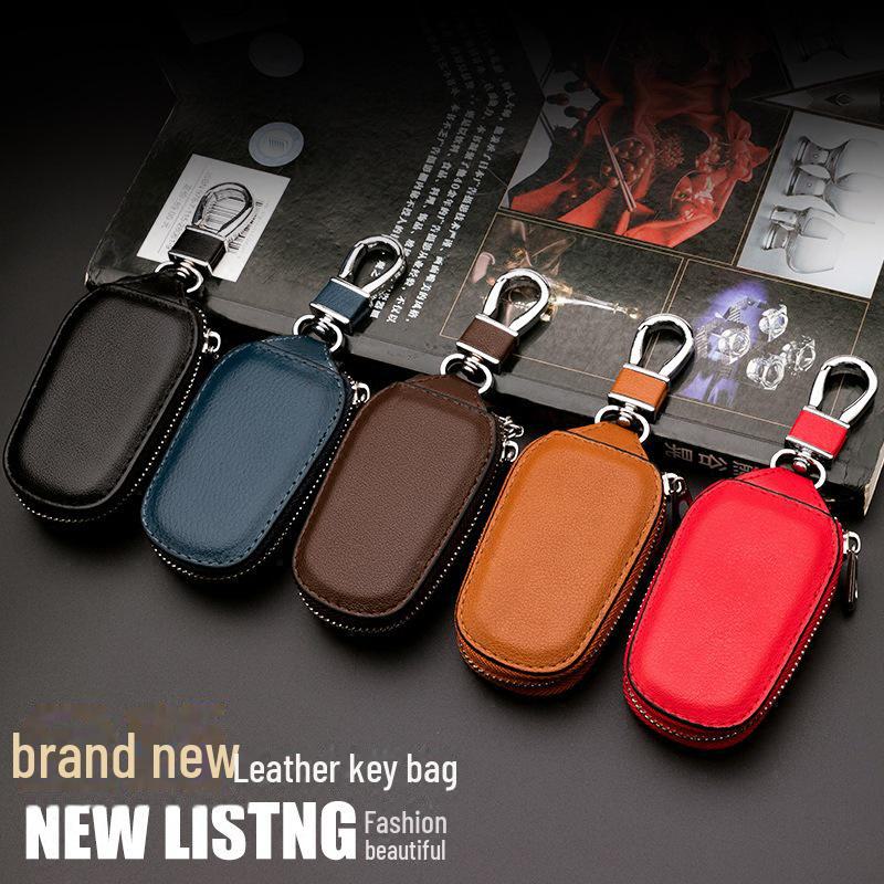 Universal Genuine Leather Car Key Bag for Men & Women—Personalized Remote Cover for Volkswagen, Toyota, Hyundai & Honda