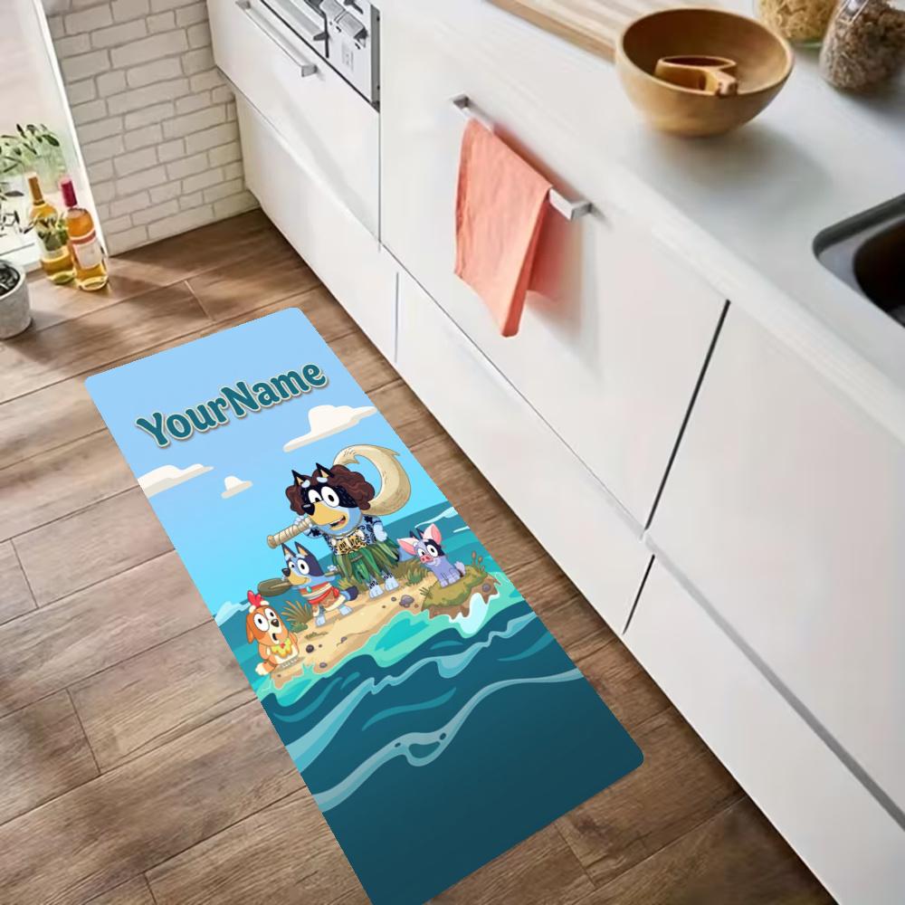 Bluey Customize Your Name Kitchen Rug Runner Rug Laundry Mat Hallway Entryway The Best Gift Choice