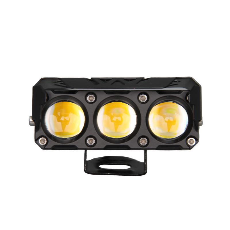 Dual Color LED Motorcycle Headlight: Three-Eye Spotlight, High/Low Beam, Waterproof, Electric Motorcycle Modification.