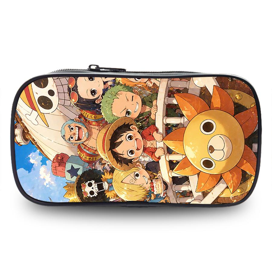 One Piece Anime Double Layer Pencil Case, Large Capacity Durable Stationery Bag Lightweight Unisex Pen Pouch for Boys Girls 6-10