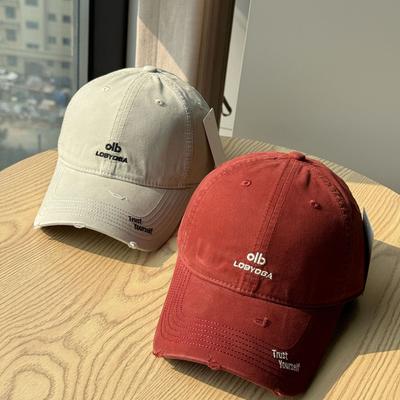 Korean-style Soft-top Simple Trendy Letter Embroidered Baseball Cap for Men and Women, Washed Pure Cotton, Casual and Versatile Duckbill Cap for