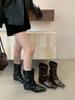 Niche Design Retro Brown Belt Buckle Short Boots Women'S Boots Autumn And Winter Western Pile Boots Knight Boots