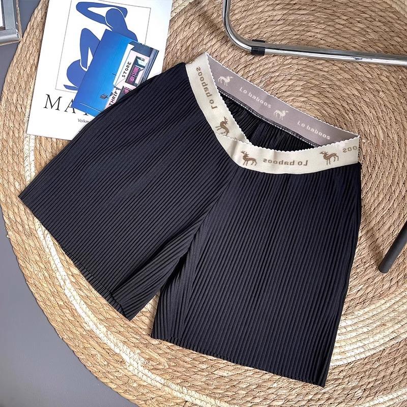 

2026 Low Waist Plus Size Ice Silk Maternity Shorts - Summer Thin Three-Quarter Length One Size (80-110 lbs) чёрный