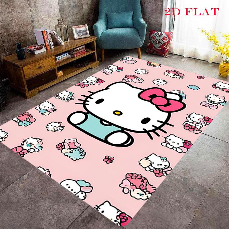 Hello Kitty Neon Stripes carpet Camping Trip Suitable For All Seasons Nap carpet Outdoor Plush carpet Bedroom