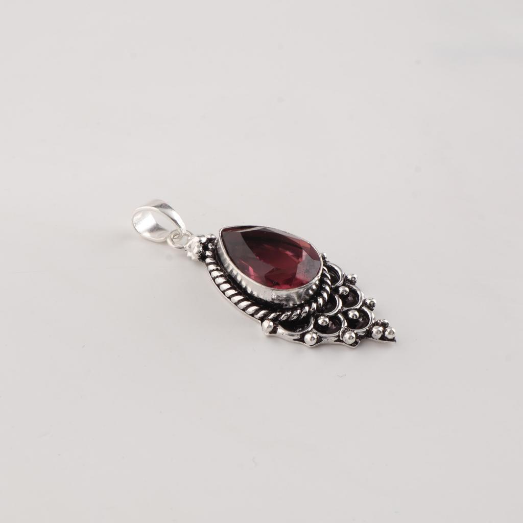 Rhodolite Gemstone 925 Sterling Silver Jewelry Designer Women Pendant 1.5" For Engagement Gift PP-70-9