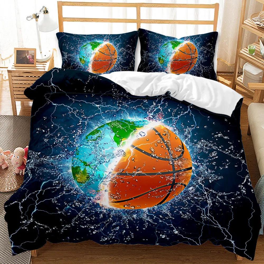 3d Bedding Sets Boy Winter Duvetcover&2pcs Pillowcase Bedroom Home Textile Basketball Housse De Couette Bed Cover Set China
