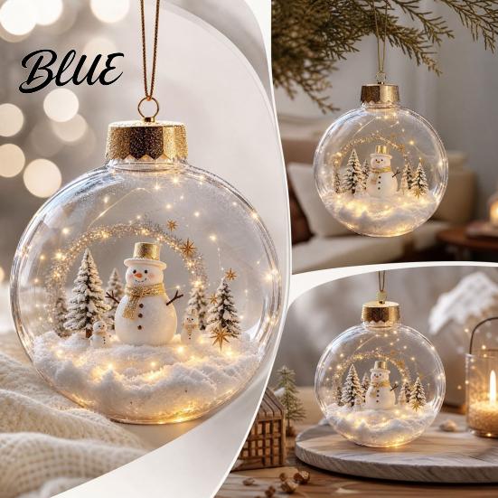 Albero di Natale Appeso Luce LED Calda Ornamento Luminoso a Racconto Pallina Luminosa con Luce Mini Decorazioni Festività Scena Trasparente