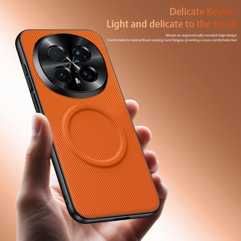 Luxury Kevlar Texture Leather for Magsafe Magnetic Case for Honor X70 X60 X60Pro X50 X9D X9C X7C Lens Anti-Scratch Protect Cover
