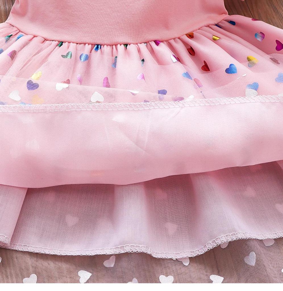 2024 Summer Little Girls' Puffy Tulle Spaghetti Strap Princess Dress