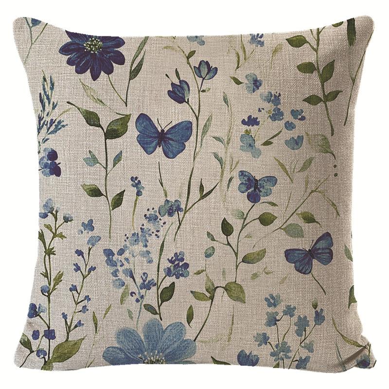 Hot Spring and Summer Butterfly Flower Series Bedroom Living Room Bay Window Decoration Linen Pillow Cover