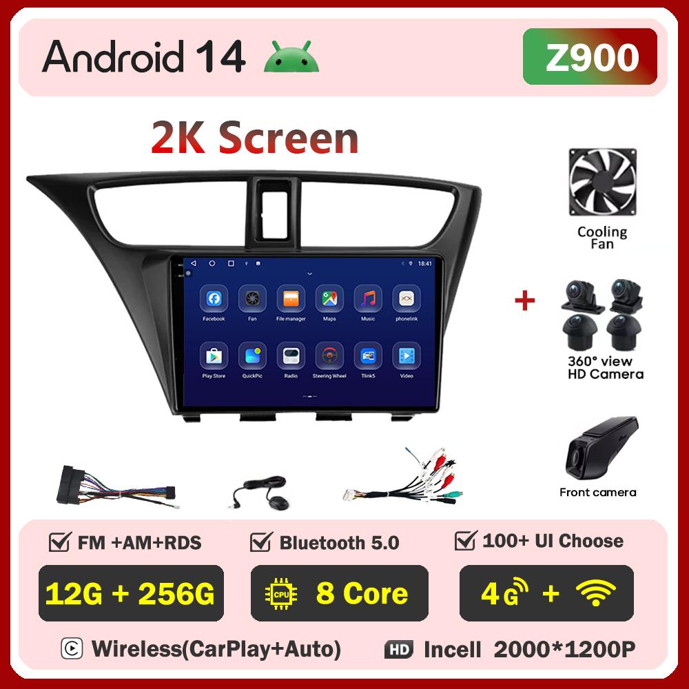 For Honda Civic 9 FK FB 2012 - 2017 Car Radio Player Car Carplay Screen Autoradio Mirr 4G or Link Car Intelligent Systems 8 Core