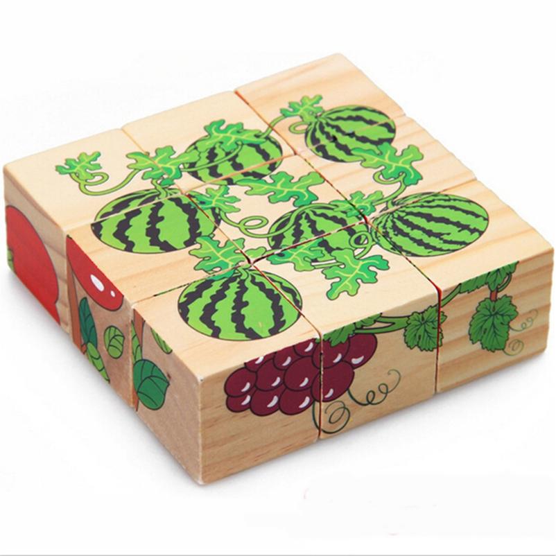 Farm Animal Six Patterns Nine Dimensional Puzzle Cartoon Building Blocks Kids Educational Toy