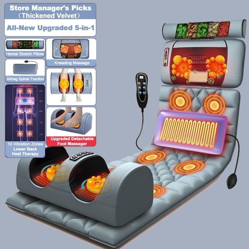 

Full Body Massage Mattress Kneading Heating Air Pressure Massager Household Therapy Neck Back Massaging Heating Pad Plush Cloth