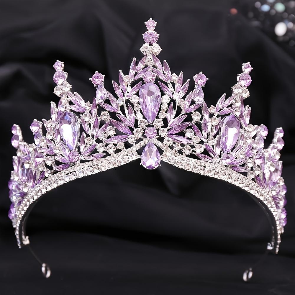 European Luxury Symphony Purple Crown Headgear Wedding Party Banquet Dress Rhinestone Crown Styling Setting Hair Accessories 2026