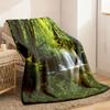 2026 New Arrivals Luxury Flannel Blanket UltraSoft Plush AllSeason Forest Foliage & Ferns Design In Green & Blue Cozy Home Decor T